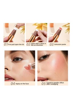 QiBest Highlighter and Blusher with Cushion Applicator Attached Easy to Blend Long Lasting & Smooth Natural Matte Finish Lightweight Super Silky Cream Contour Face Illuminator Makeup Stick No.02  - Image 3
