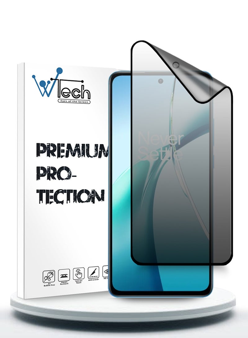 Wtech OnePlus Nord CE4 Lite 5G 2024 Nano Ceramic Privacy Full Glue Full Cover Matte Flexible Screen Protector (MSCNMP) - Clear/Black - Image 1