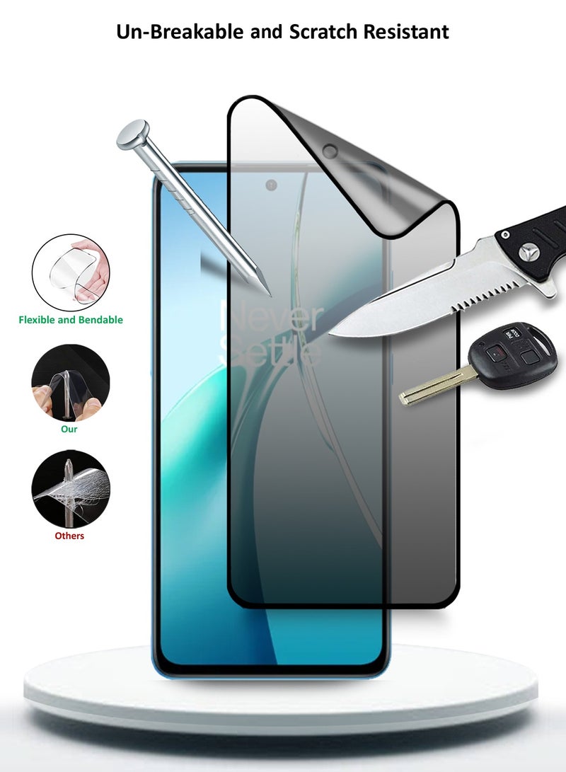 Wtech OnePlus Nord CE4 Lite 5G 2024 Nano Ceramic Privacy Full Glue Full Cover Matte Flexible Screen Protector (MSCNMP) - Clear/Black - Image 3