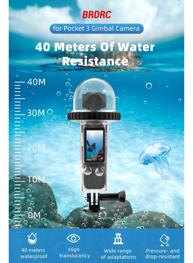 BRDRC For DJI OSMO POCKET 3 Waterproof Case 40m Diving Housing – High Transparency PC Material, Pressure Resistant, Dual Ports, Anti-Fog Seal – Underwater Protection for Action Camera - Image 2
