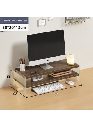 Station Computer Rack Laptop Portable Computer Bracket Desktop Display Pad High Storage Rack Storage Rack-Color:Suspension Acrylic-walnut Color [double Layer]] - pzsku/ZFF6278D106358D98866CZ/45/1746213954/0d814eee-8cdf-4f61-88a1-dfdce2302bab