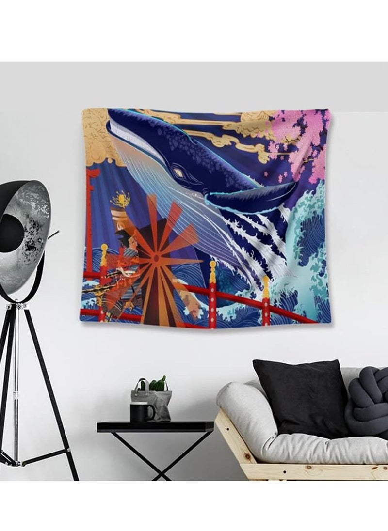 KASTWAVE - Whale Tapestry, Great Wave Wall Hanging, Nordic Style Psychedelic Tapestry for Bedroom Wall Decor 150*130cm - Image 1