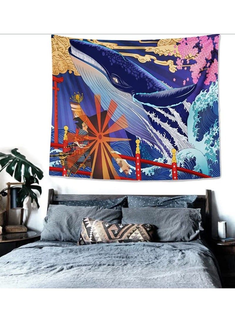 KASTWAVE - Whale Tapestry, Great Wave Wall Hanging, Nordic Style Psychedelic Tapestry for Bedroom Wall Decor 150*130cm - Image 1