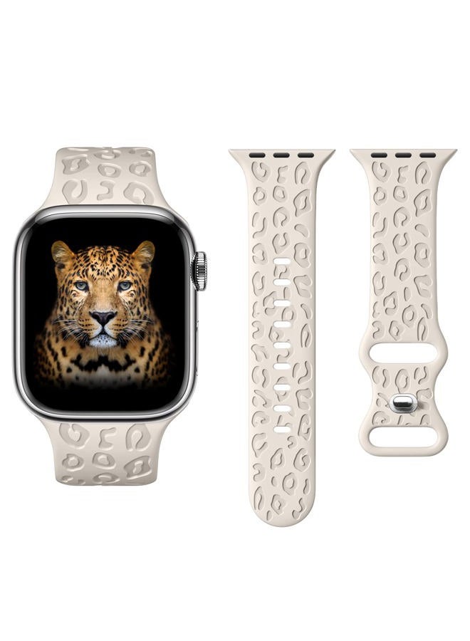 IKANFI Leopard Engraved Bands Compatible with Apple Watch Band 45mm 44mm 42mm Women, Silicone Leopard Sport Embossed Strap for iWatch Bands Series SE 8 7 6 5 4 3 2 1-Leopard-BKSL-42 - Image 5