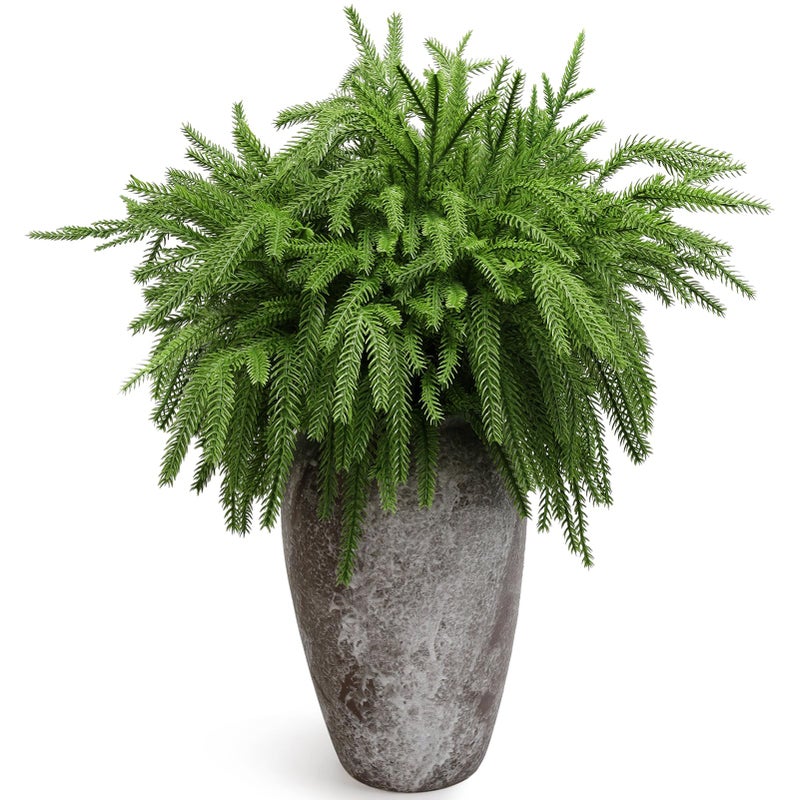 VICAMB 8PCS 185 inches Christmas Norfolk Pine BranchesArtificial Faux Greenery StemNorfolk Pines Picks for Garland Wreath Xmas and Home Garden Decor