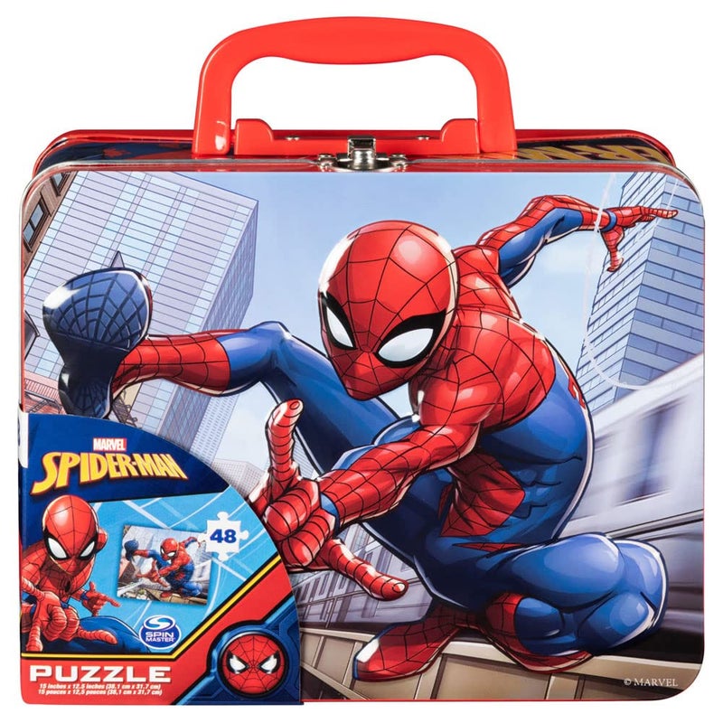 Marvel Spiderman Large Lunch Tin Box with 24pc Puzzle Inside - Image 2