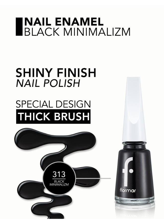 flormar Classic Nail Enamel With New Improved Formula And Thicker Brush - 313 Black Minimalism 313 Black Minimalism - Image 5