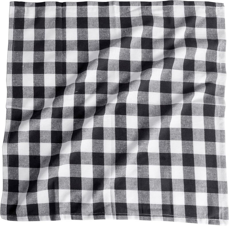 FINGERCRAFT Cloth Napkins Everyday Use Premium Quality Cotton Buffalo Plaid Set of 12 20X20 Inch Oversized Napkins Cloth Mitered Corners Soft Durable Hotel Quality Charcoal White Checkered - Image 5