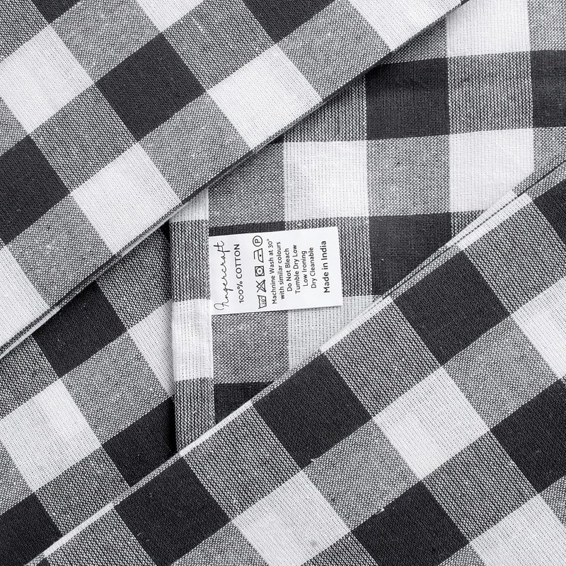 FINGERCRAFT Cloth Napkins Everyday Use Premium Quality Cotton Buffalo Plaid Set of 12 20X20 Inch Oversized Napkins Cloth Mitered Corners Soft Durable Hotel Quality Charcoal White Checkered - Image 4