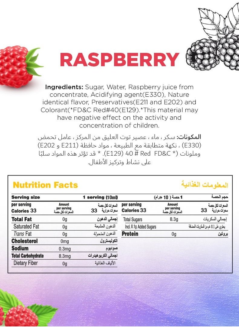 Just Chill Drinks Co. - Raspberry Fruit Syrup 1 Litre - Image 1