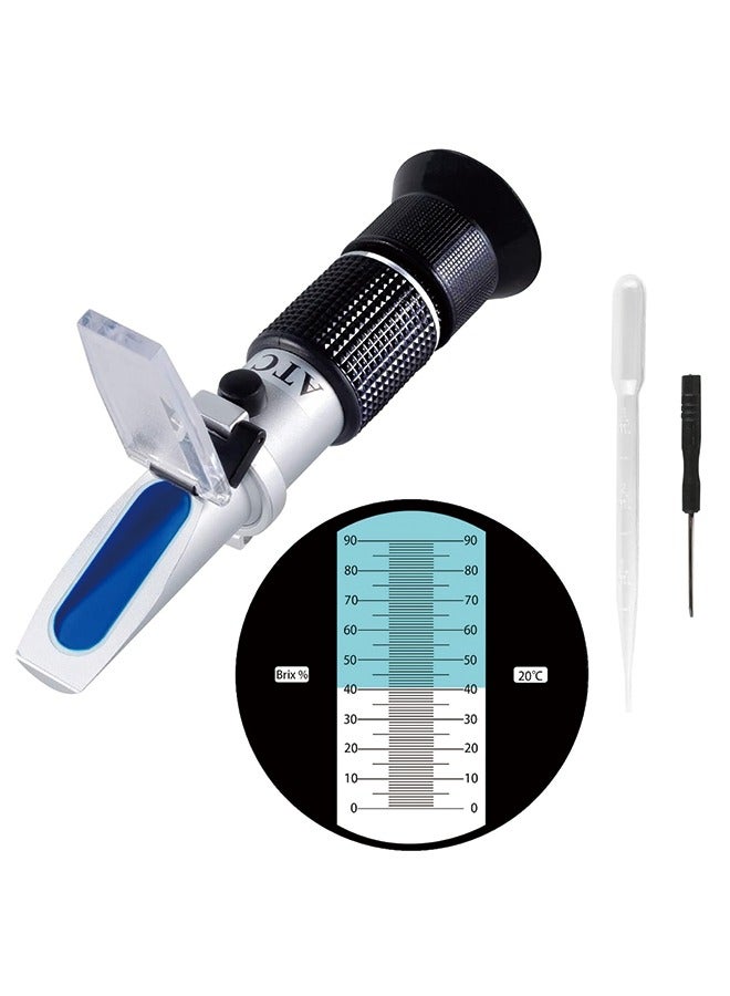 Brix Refractometer 0~90%, Handheld Sugar Refractometer, High Accurate Brix Measurement Meter with ATC for Fruit, BeveragesJuice, Honey, Maple Syrup, Molasses and Other Sugary Drink - Image 1