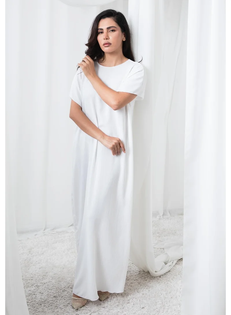 MSquare Fashion Off-White CEY Fabric Inner Slip Dress for Abaya