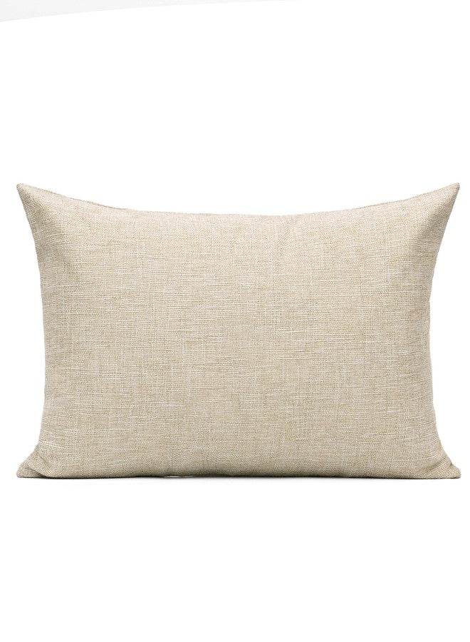 اول سمايلز أغطية وسائد All Smiles Lumbar Throw Pillow Covers 12x20 Set of 2 Linen Beige مستطيلة الشكل من الخيش، وسادة مستطيلة الشكل، لون ريفي محايد، لون كاكي، ديكور منزلي، للاستخدام الداخلي والخارجي، مناسب للسرير والأريكة والفناء وغرفة النوم - Image 2