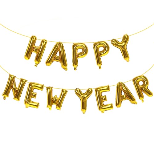 KALOR Gold Happy New Year Balloons 16 Inch Happy New Year Foil Letter Balloons 2026 NYE Decorations for 2026 NYE Party Dcor - Image 1