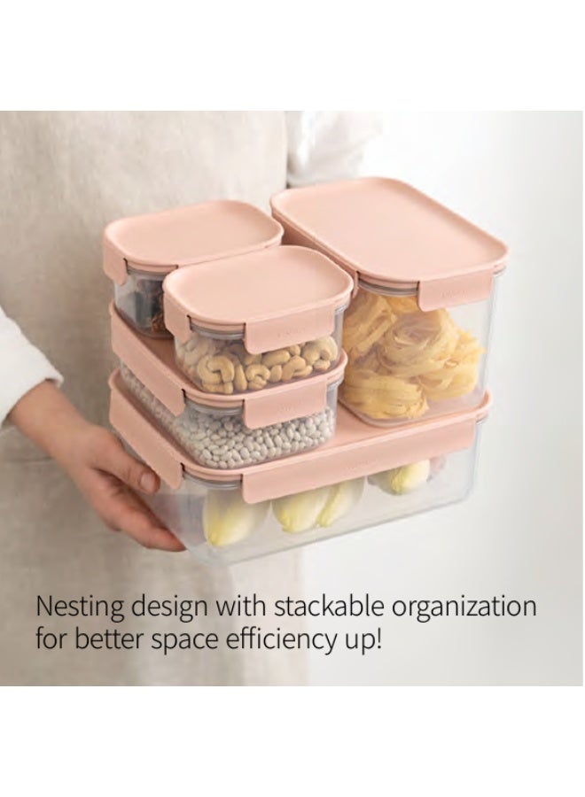 LocknLock Classic Plus Square Food Container – 860ml Pink, 4-Side Locking, Stackable & Leakproof - Image 3