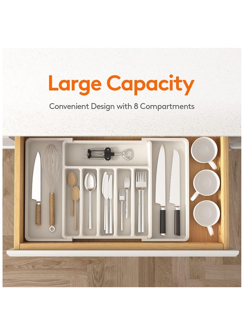 Generic Silverware Drawer Organizer, Expandable Utensil Tray for Kitchen, Adjustable Flatware and Cutlery Holder, Compact Plastic Storage for Spoons Forks Knives, Large, Safe Grade Finis  - Image 2