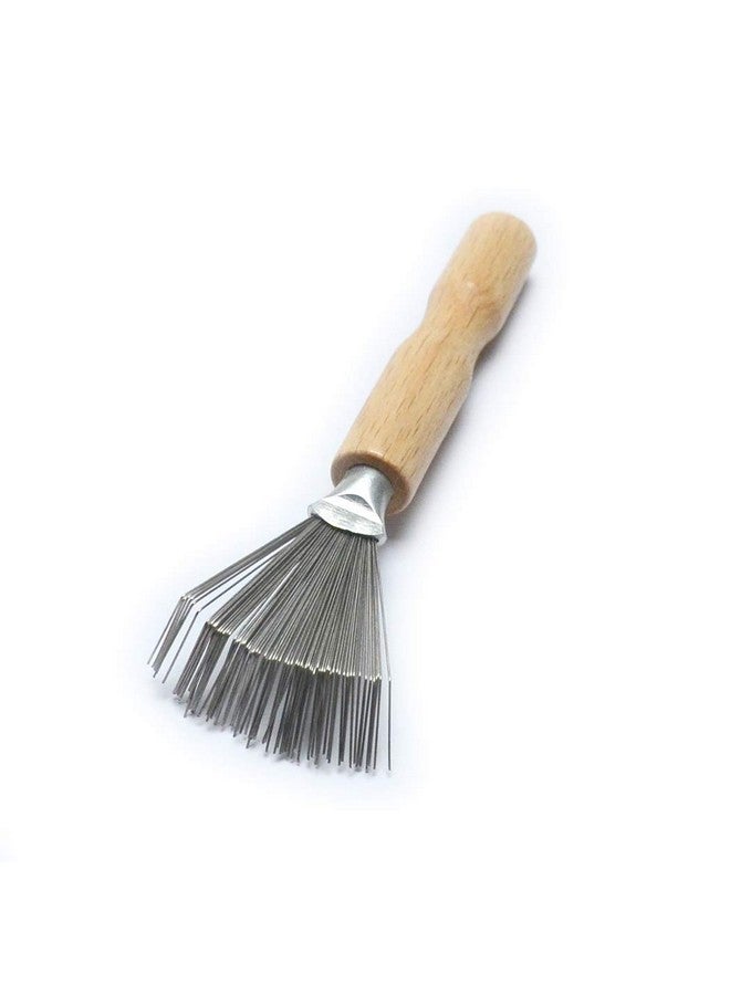 Luwigs Metal Wire Rake Wooden Handle Comb For Home Salon - Hair Dirt Removal Cleaning Tool - Image 1
