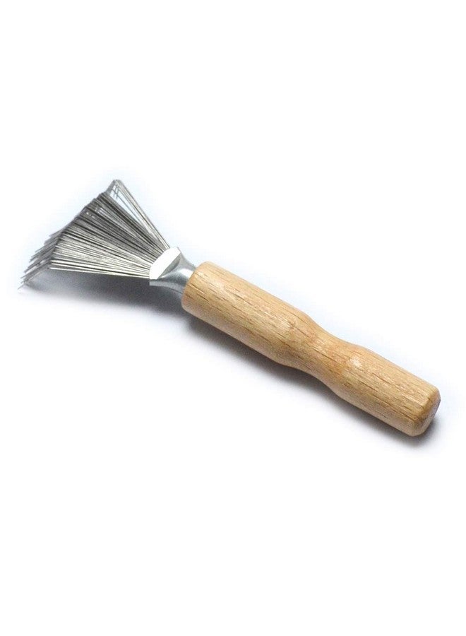 Luwigs Metal Wire Rake Wooden Handle Comb For Home Salon - Hair Dirt Removal Cleaning Tool - Image 5