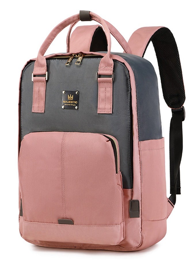 Majestic 140 Mummy Maternity Diaper Elegant Waterproof Multifunctional large capacity backpack bag - Pink/Grey  - Image 1