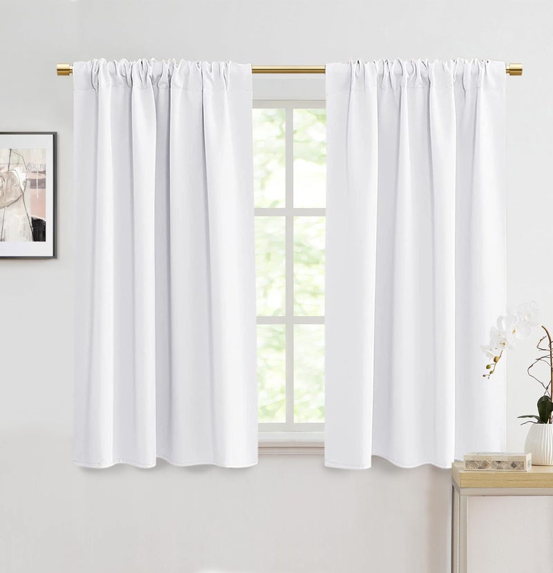 PANELSBURG Solid White Heat Light Blocking CurtainsGrommet Thermal Insulation Short Drapes for Living Room52 by 48 Inches Long