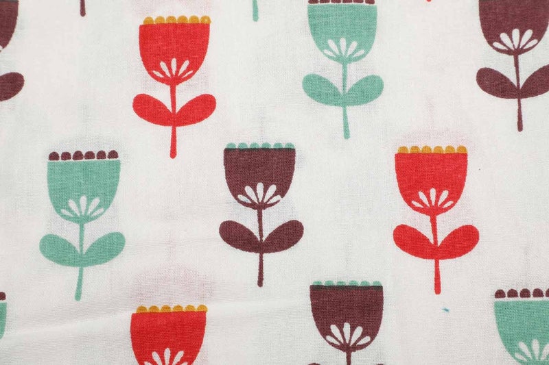 Dekor World Floral Printed Red Napkin Set (Pack of 6) - Image 2