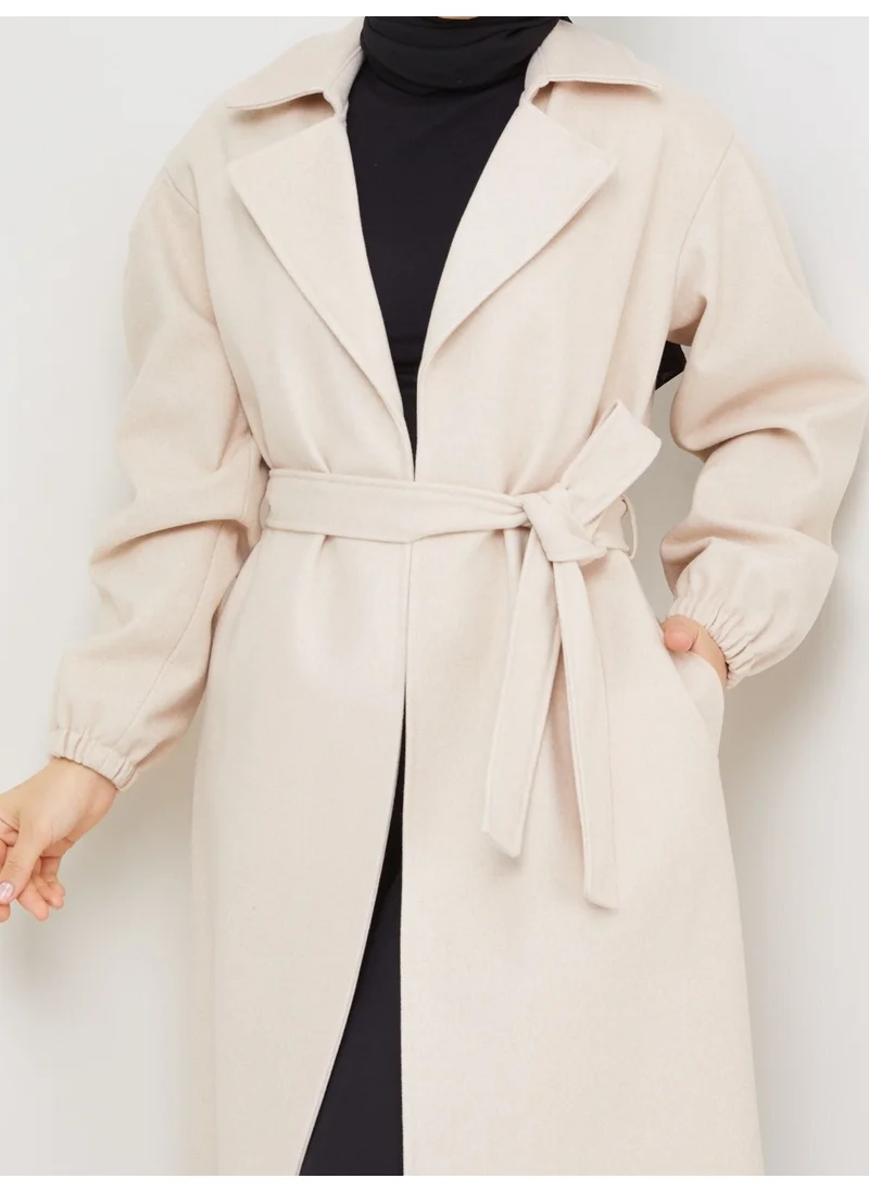 Kmk Kombin KMK Combination Kmkkombin Women's Belted Sleeve Detailed Cashmere Coat Seyit Özel1