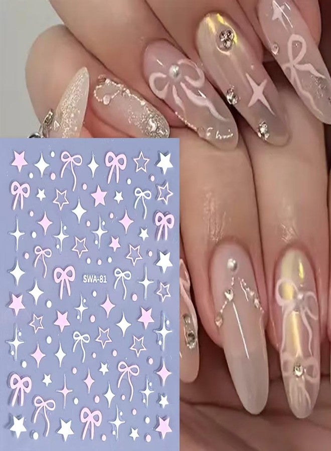 BYJKYEN Heart Bow Star Nail Stickers for Nail Art 6Sheets - Image 3