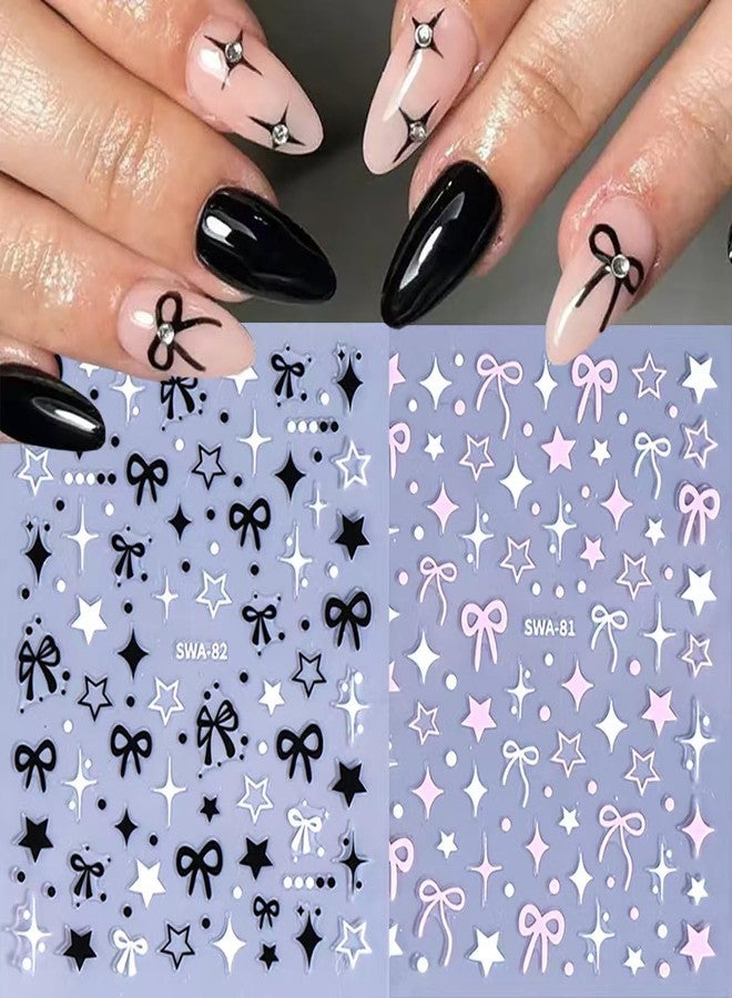 BYJKYEN Heart Bow Star Nail Stickers for Nail Art 6Sheets - Image 2