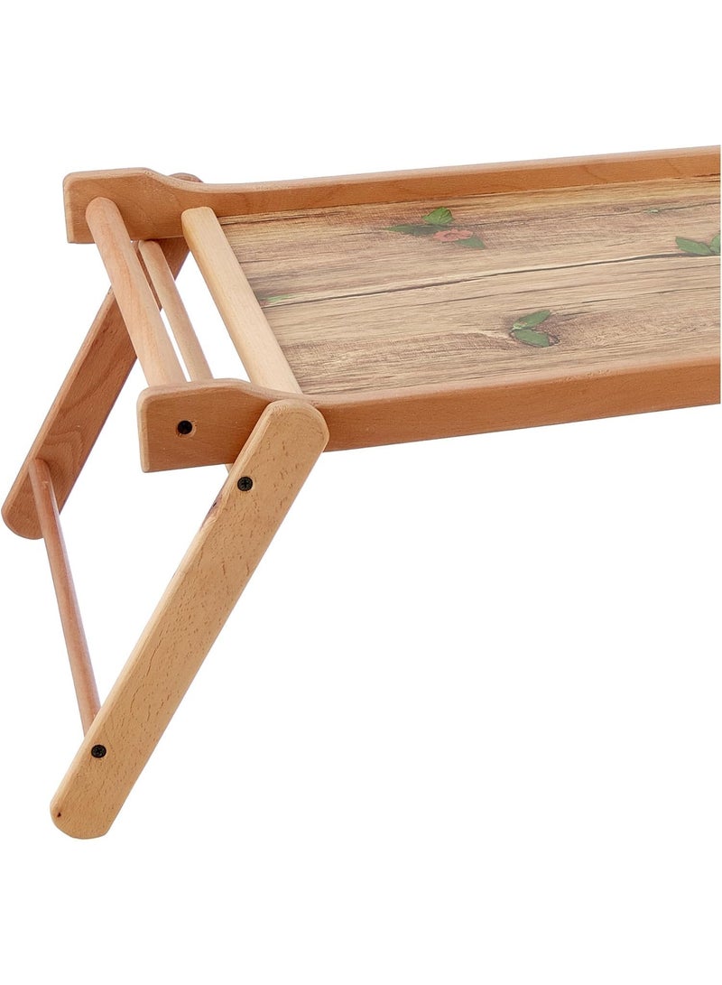Foldable Wooden Serving Tray for Bed Dining Study Laptop with Legs for Home - Image 2