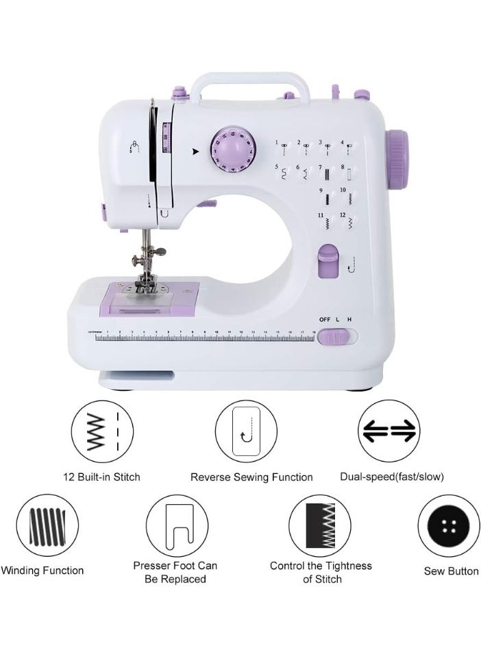SUNEX Portable Mini Electric Sewing Machine, 12 Built-in Stitches, Foot Pedal, Multi-Purpose - Image 2