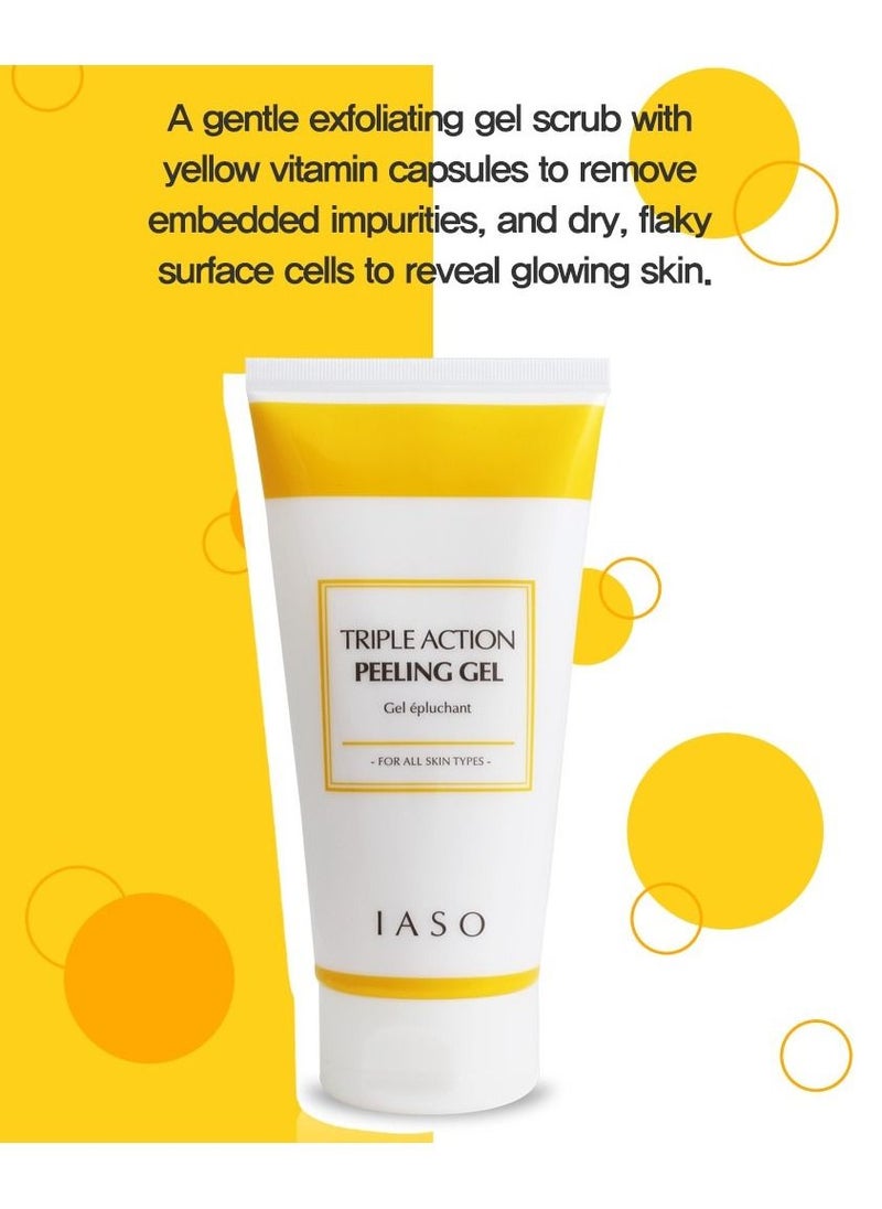 iaso IASO Triple Action Peeling Gel with Yellow Vitamin Capsules For Face, Remove dead skin cells, Remove black heads,  Leaving skin moist, Pore deep cleansing, Made in Korea  - Image 2