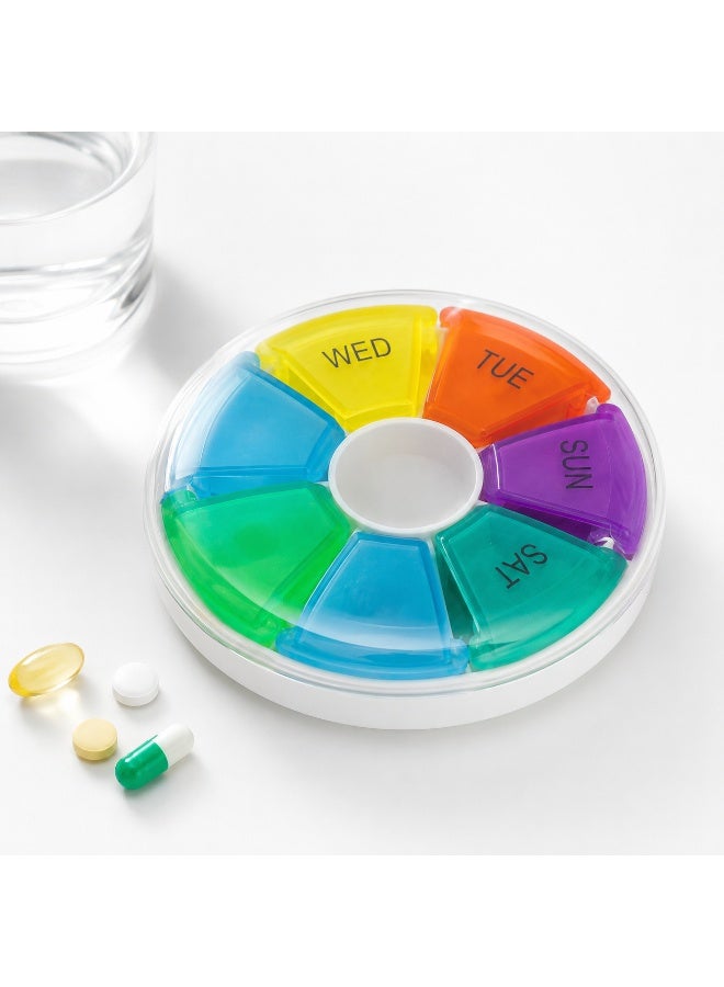 7-Day Circular Weekly Pill Organizer - Round Rainbow Pill Box for Daily Medications and Vitamins - Travel-Friendly BPA-Free Case - Image 4