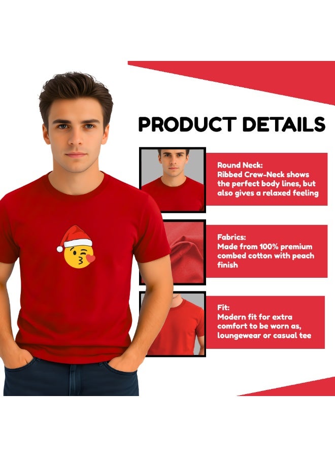 PRINTSHOP4ME Christmas Emoji Tshirt for Men-Fun Holiday Shirt-Casual Graphic Tee For Men Festive Party Outfit - Image 4