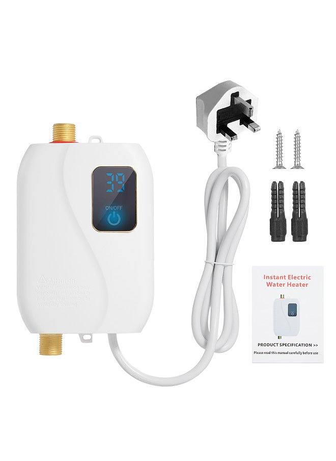 Generic - Instant Water Heater 220V 3000W Mini Electric Tankless Hot Water Heater Bathroom Kitchen Washing with LCD Display for Shower Bathroom Kitchen Washing UK Plug - Image 1