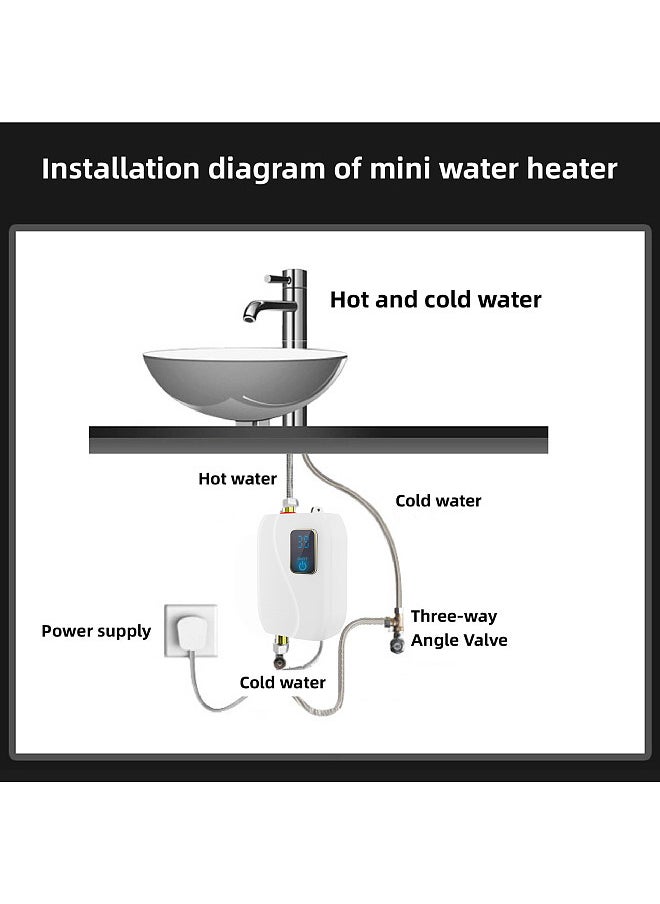 Generic - Instant Water Heater 220V 3000W Mini Electric Tankless Hot Water Heater Bathroom Kitchen Washing with LCD Display for Shower Bathroom Kitchen Washing UK Plug - Image 1