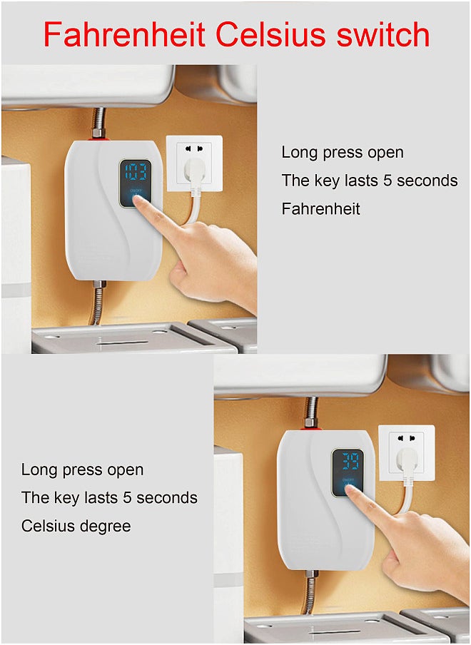 Generic - Instant Water Heater 220V 3000W Mini Electric Tankless Hot Water Heater Bathroom Kitchen Washing with LCD Display for Shower Bathroom Kitchen Washing UK Plug - Image 1