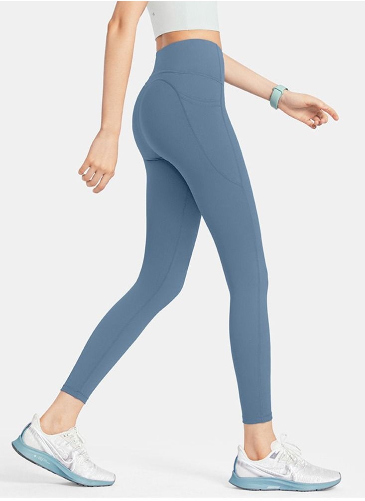 Loquat - Solid Stretch Yogo Pants Blue - Image 1