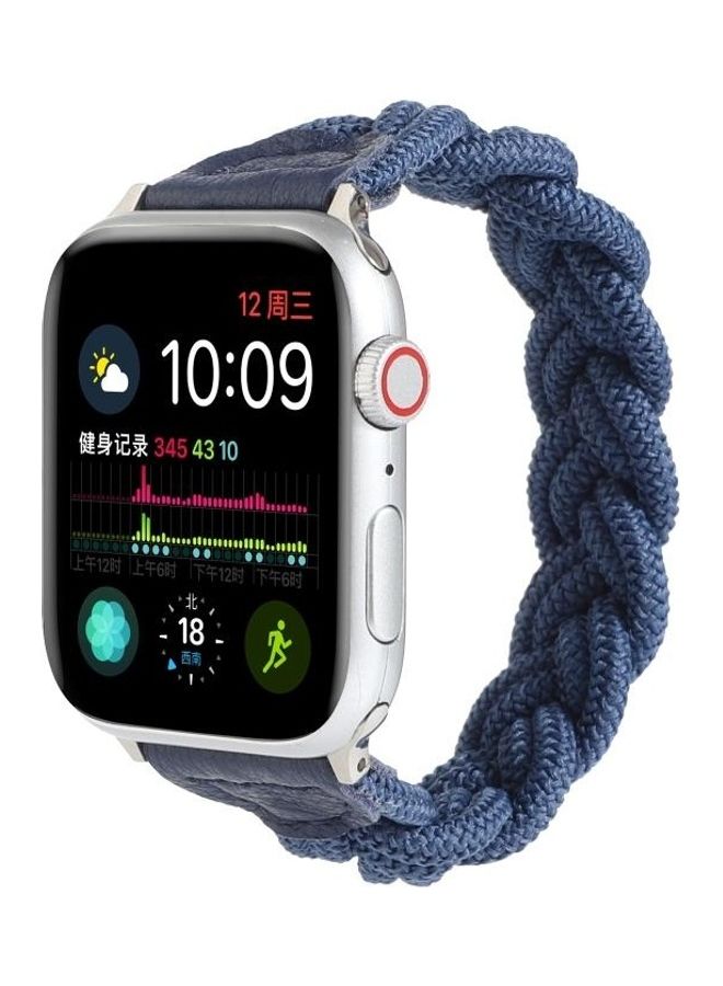 NIBEMINENT Elastic Woven Watchband For Apple Watch Series 6/SE/5/4 44mm - 3/2/1 42mm Blue - Image 3