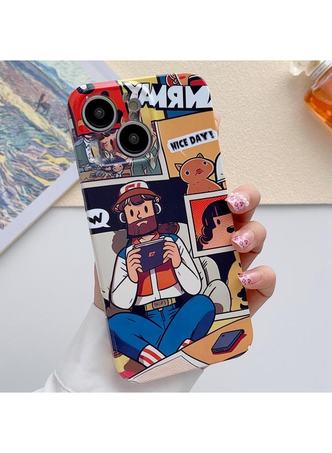 اس-توب جراب لهاتف iPhone 15 من الكمبيوتر الشخصي بنمط مرسوم وثقوب دقيقة - Image 1