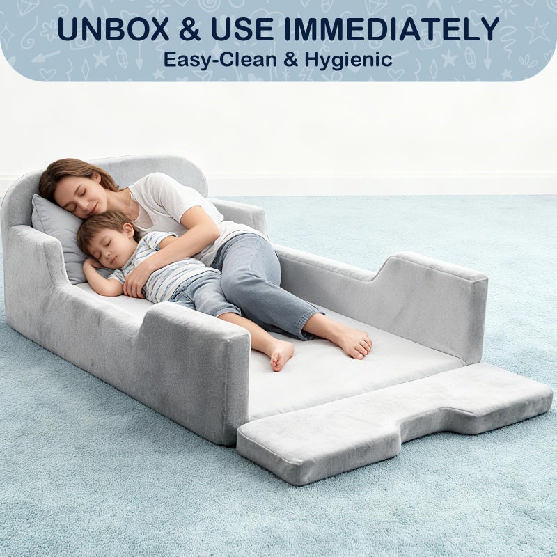 laapee Toddler Floor Bed, No Assembly Needed - Super Soft Full Foam Kids Bed with Removable Washable Cover for Ages 3-5 (61.8"x31.5"x18.9") - Image 3