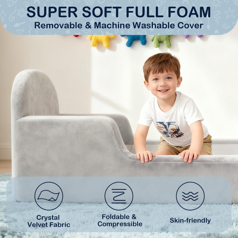 laapee Toddler Floor Bed, No Assembly Needed - Super Soft Full Foam Kids Bed with Removable Washable Cover for Ages 3-5 (61.8"x31.5"x18.9") - Image 5