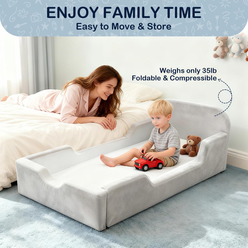 laapee Toddler Floor Bed, No Assembly Needed - Super Soft Full Foam Kids Bed with Removable Washable Cover for Ages 3-5 (61.8"x31.5"x18.9") - Image 2