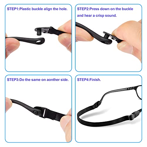 lvvfit Kids Glasses Strap Adjustable Eyeglasses Strap Elastic Eyeglass Band Sports Glasses Strap for Toddler Kids Boys Girls (4pcs Blue) - Image 5