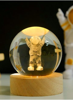 BUPY 3D Galaxy Crystal Ball Kids Night Light with LED Light Base as Birthday Gift for Teenage Boys and Girls, Astronaut Model  - Image 1