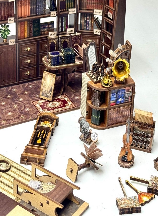 STRUCWOOD Book Corner Kit, Miniature House Kit, Small House Library Kit, 3D Wooden Puzzle for Adults, Bookshelf Diorama Decor, Gifts for Lovers - Image 5