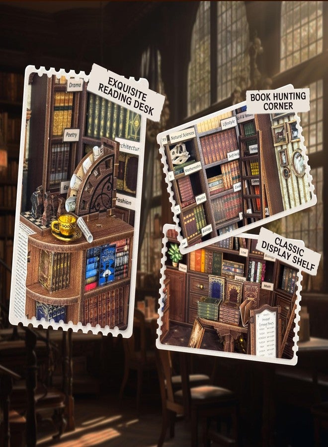 STRUCWOOD Book Corner Kit, Miniature House Kit, Small House Library Kit, 3D Wooden Puzzle for Adults, Bookshelf Diorama Decor, Gifts for Lovers - Image 4