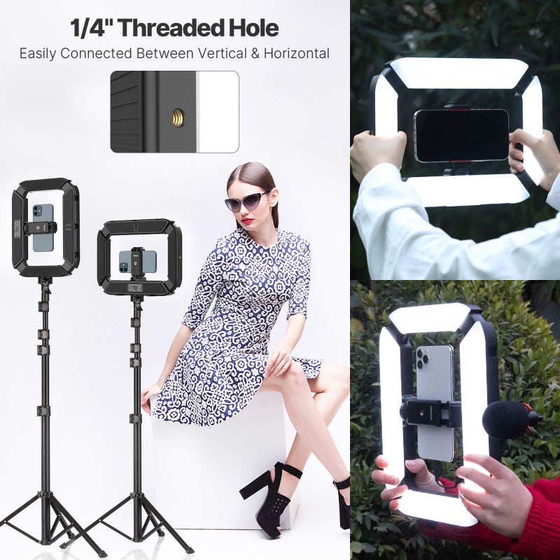 PICTRON حامل فيديو للهواتف الذكية PICTRON U200 مع ضوء حلقي LED محمول للإضاءة الذاتية مثبت فيديو للهاتف، الكاميرا، الكاميرا الرياضية، يوتيوب، الإعداد، صناعة الأفلام، المكياج، التدوين المرئي - Image 4