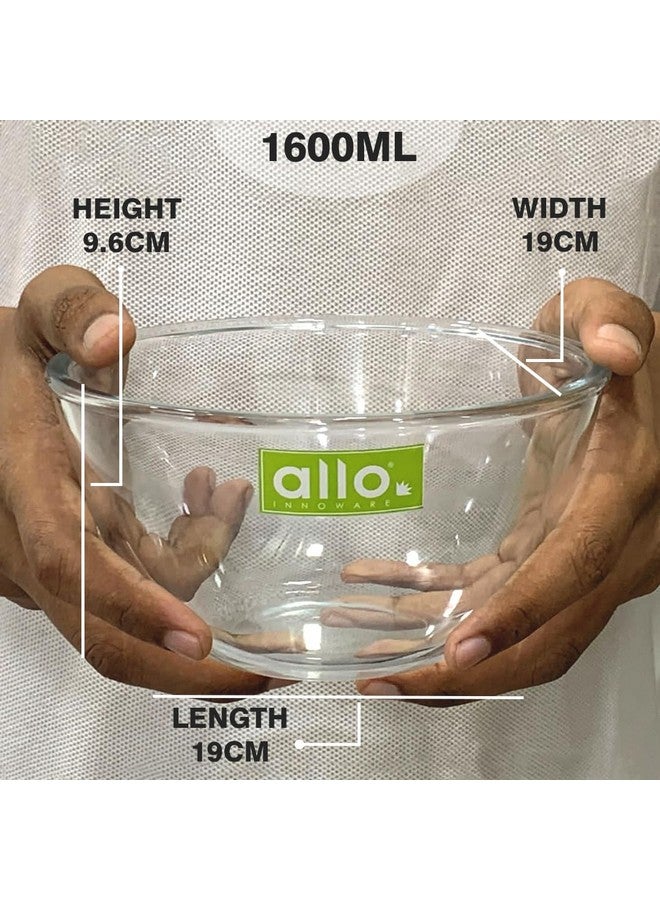 Allo Food Safe Borosilicate Glass Mixing & Serving Bowls for Kitchen, Oven & Microwave Safe Bowls, Dishwasher and Freezer Safe Bowl, 1600ML, Transparent - Image 5