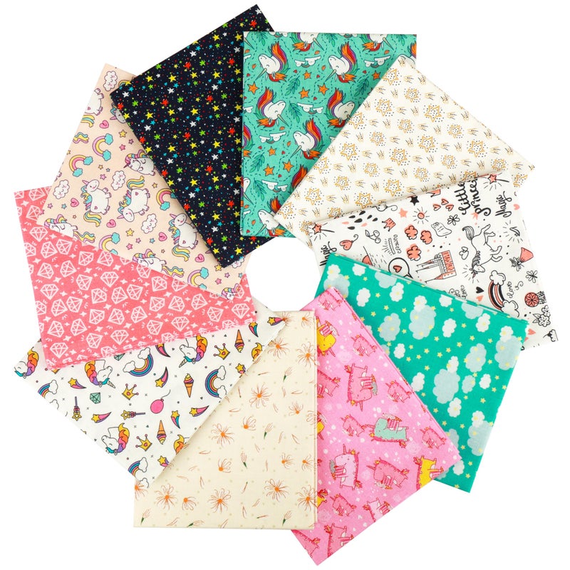 Craftido -25 Options- 100% Cotton Quilting Fabric Bundles 10pcs Fat Quarters 18â€x21â€-Medium Weight 5.2 oz- Soft Cotton for Quilting, Sewing Project, Patchwork, DIY Crafts â€“ Day Dreaming - Image 1
