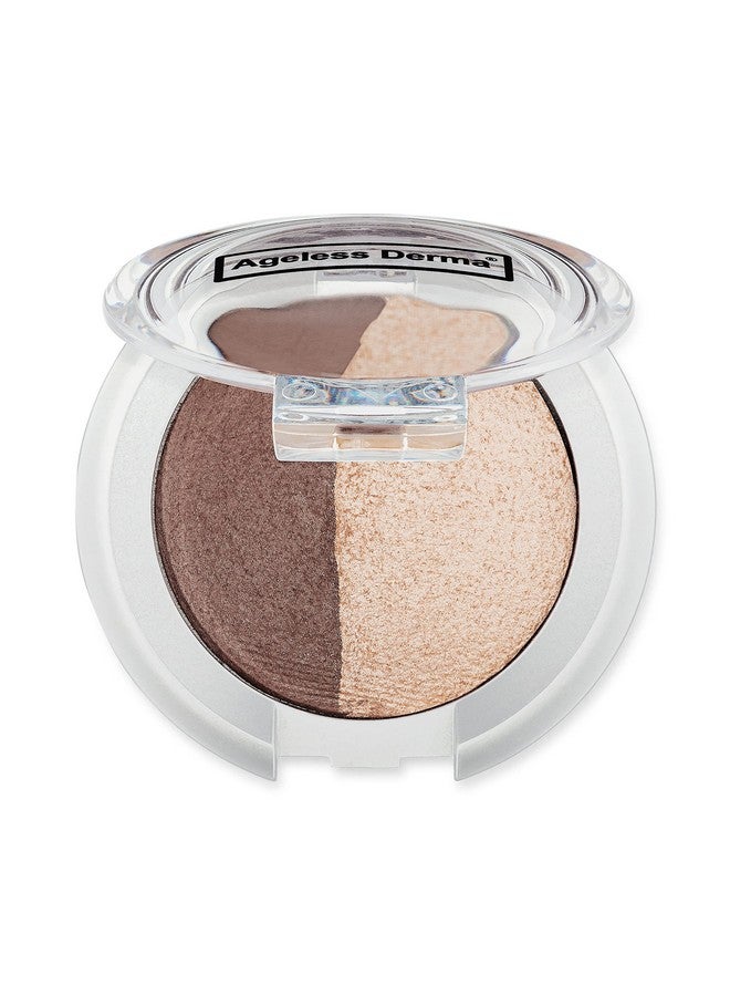 Ageless Derma Creamy Mineral Makeup Baked Eyeshadow Duo Vegan Eye Shadow (Med Taupe Crystal Beige) - Image 1